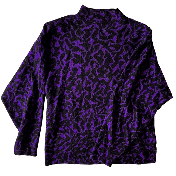 Punky purple leopard sweater - medium - 1980s sweater - alt sweater - Picture 1 of 2